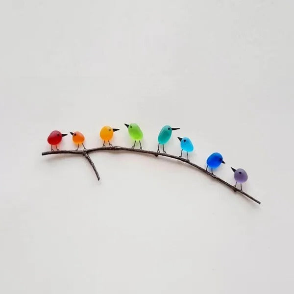 Coastal Decor Wall Art Sea Glass Birds Handmade Ecofriendly Seaside Birds Wall Sculpture Summer 2025 Gift