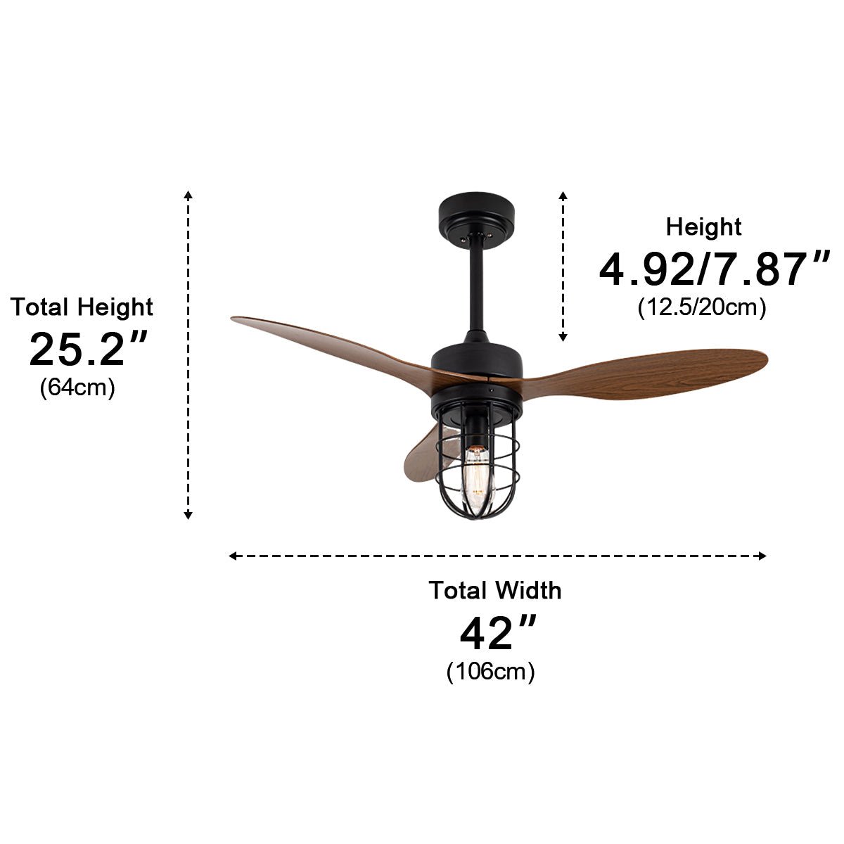 Mid-Century Modern DC Motor Reverse Ceiling Fan- with Lanterns Light