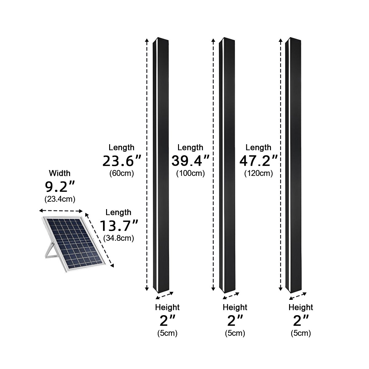 Modern Solar LED Wall Light Waterproof Long Strip Outdoor Sconce