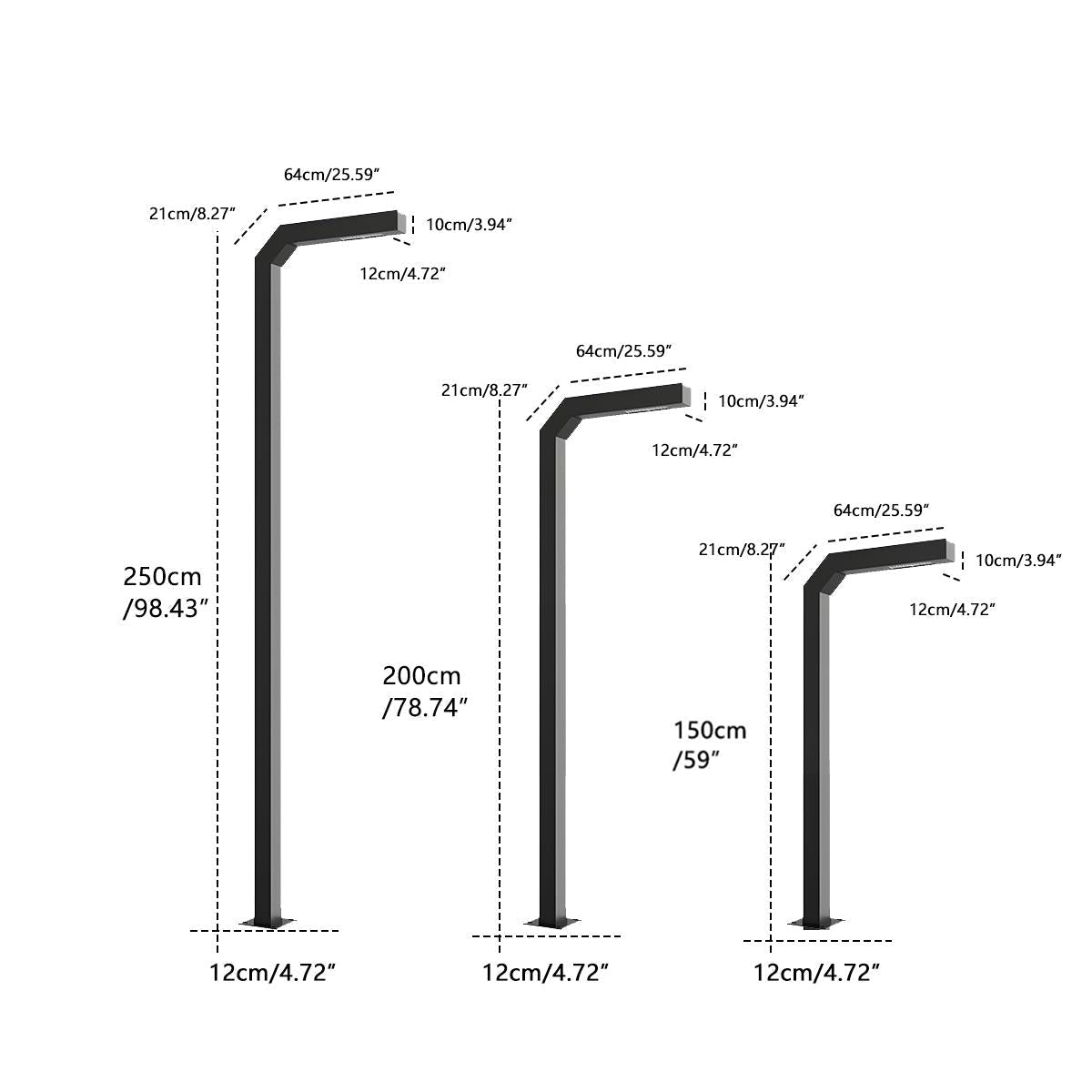 Modern Black LED Column Outdoor Pole Street Light