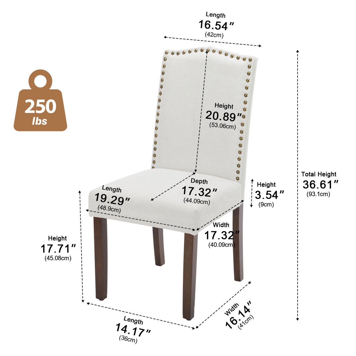 Modern Luxury Soft Fabric Rivet Armless Dining Chairs