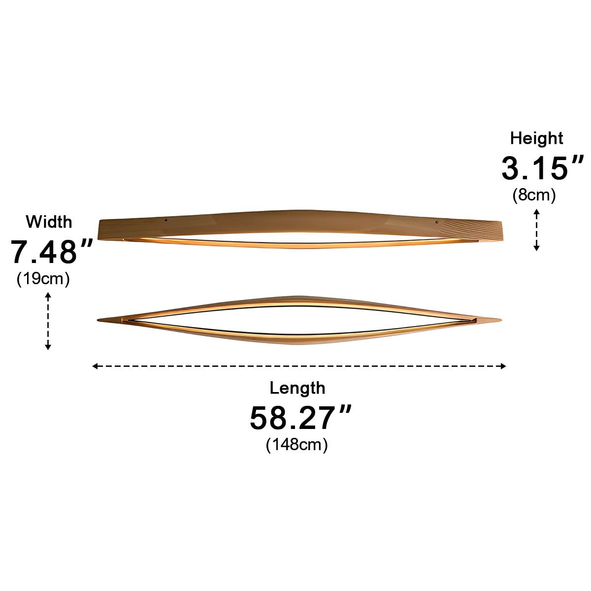 Modern Minimalist Diamond-Shaped Wood LED Long Strip Ceiling Light