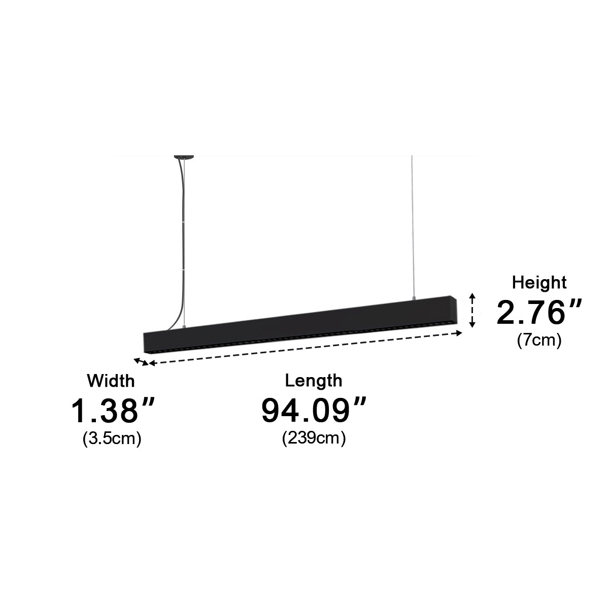 Modern Minimalist Grille LED Long Strip Office Pendant Lights