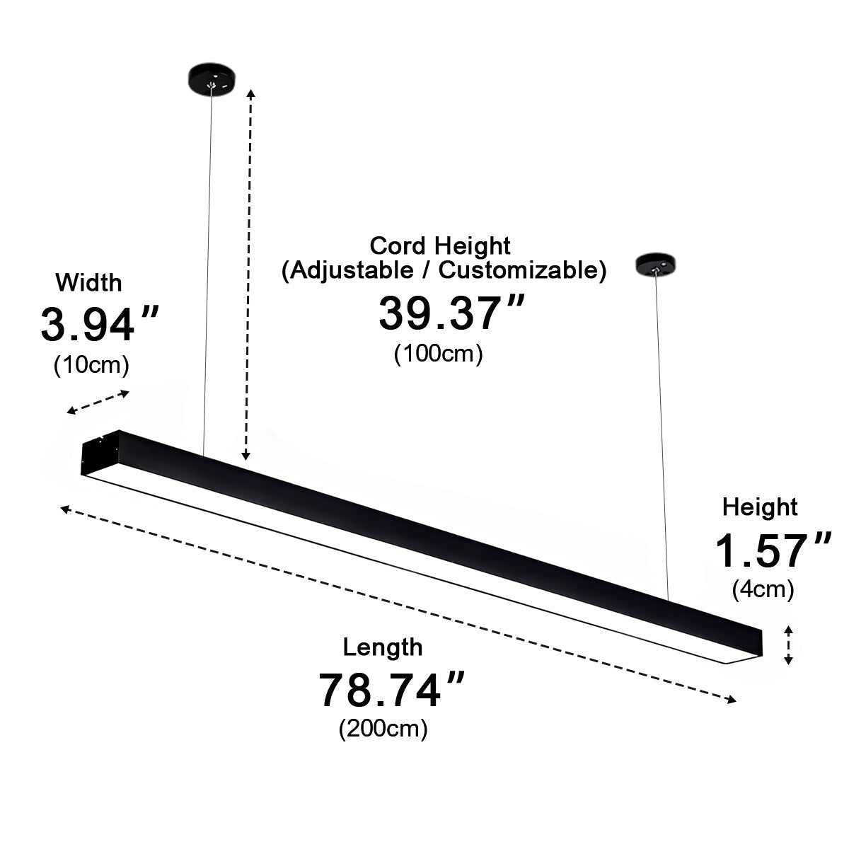 Minimalist LED Long Strip Office Suspended Pendant Lights