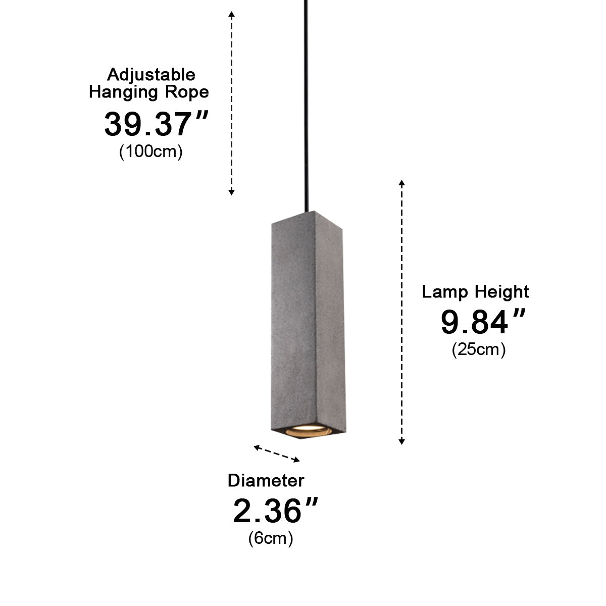 Modern Minimalist Square Concrete LED Pendant Lights