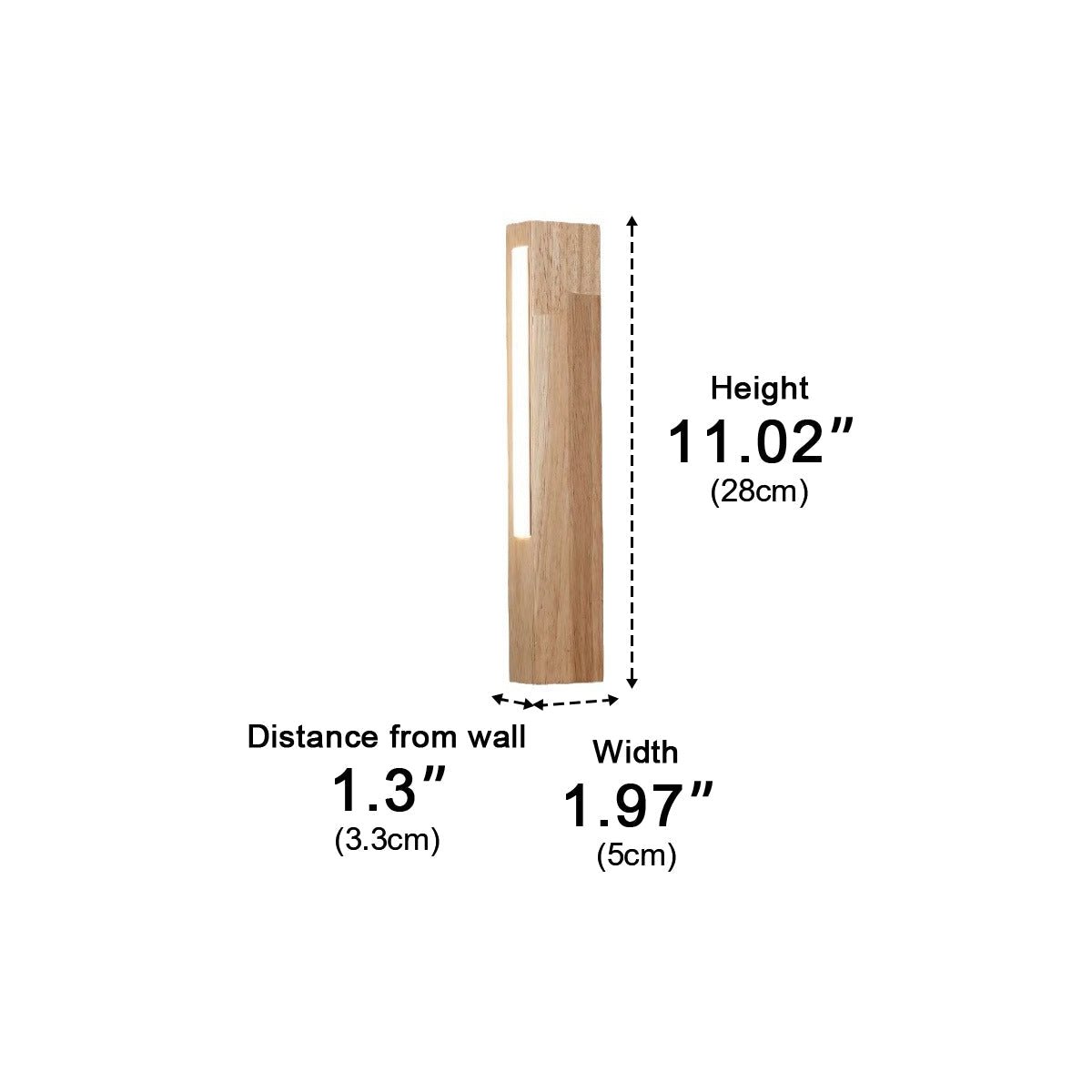 Modern Minimalist Wood Double-Sided Lighting LED Long Strip Indoor Wall Sconce