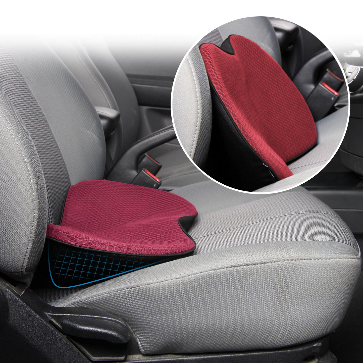 Car Booster Seat Cushion Memory Foam 3.5 Inch Posture