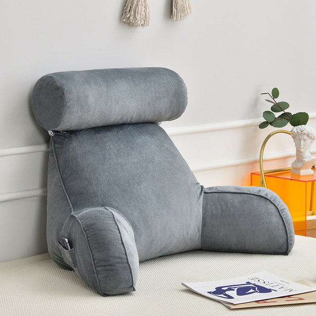 Backrest Pillow With Arms And Adjustable Headrest Velour Cushion For Neck And Back Support Fall 2026 Cozy Gift