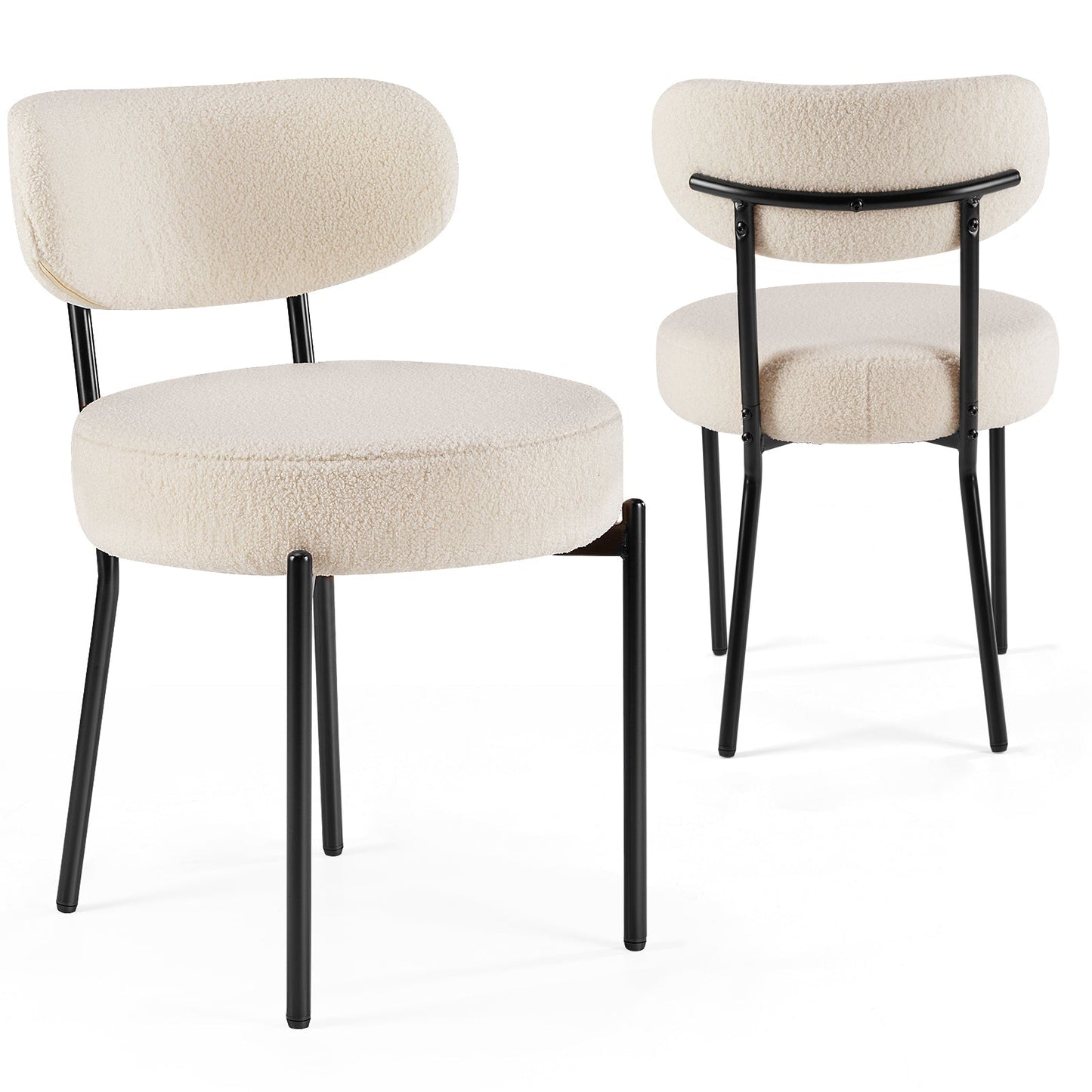 Set of 2 Upholstered Dining Chairs – Steel Frame, Padded Seat