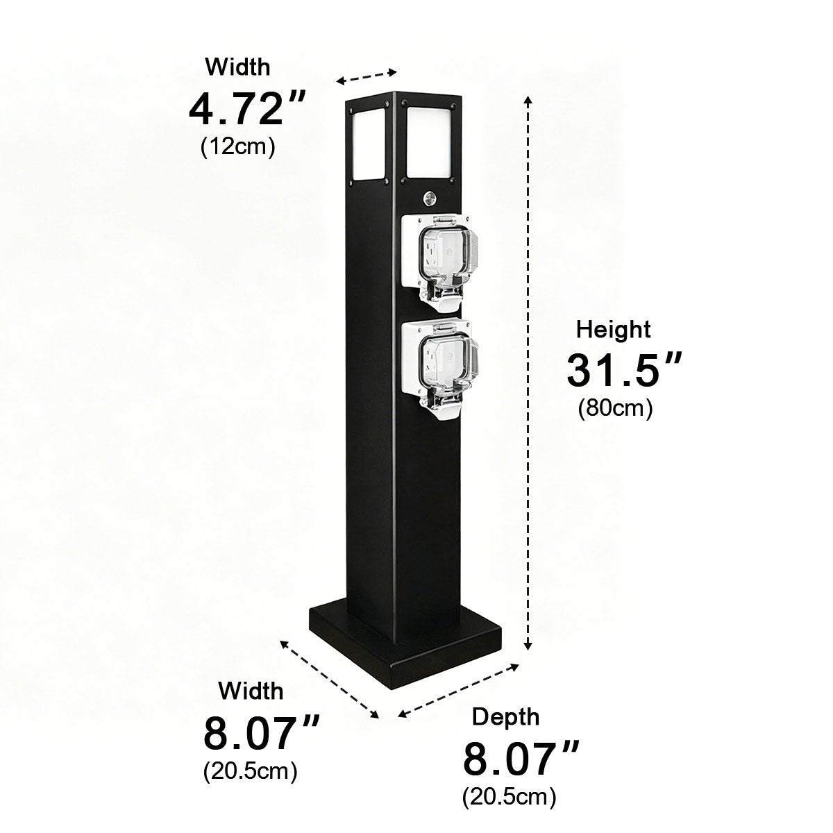 Steel Outdoor Waterproof Pathway Lights with GFCI-Protected Outlet