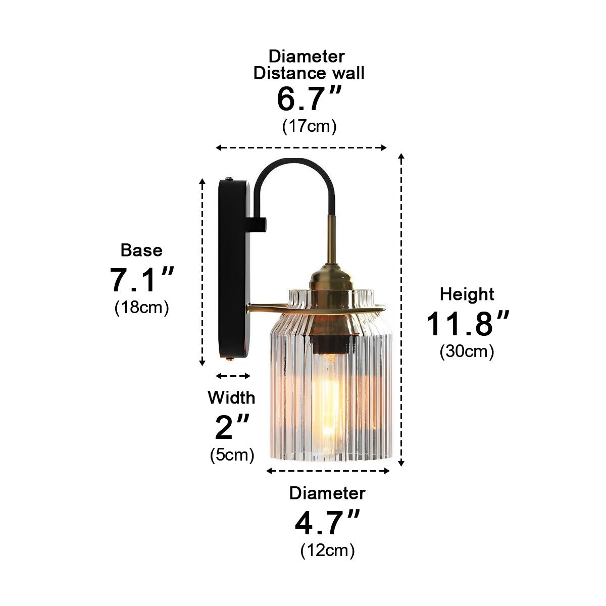 Modern Striped Glass Dome LED Wall Sconces Lamp