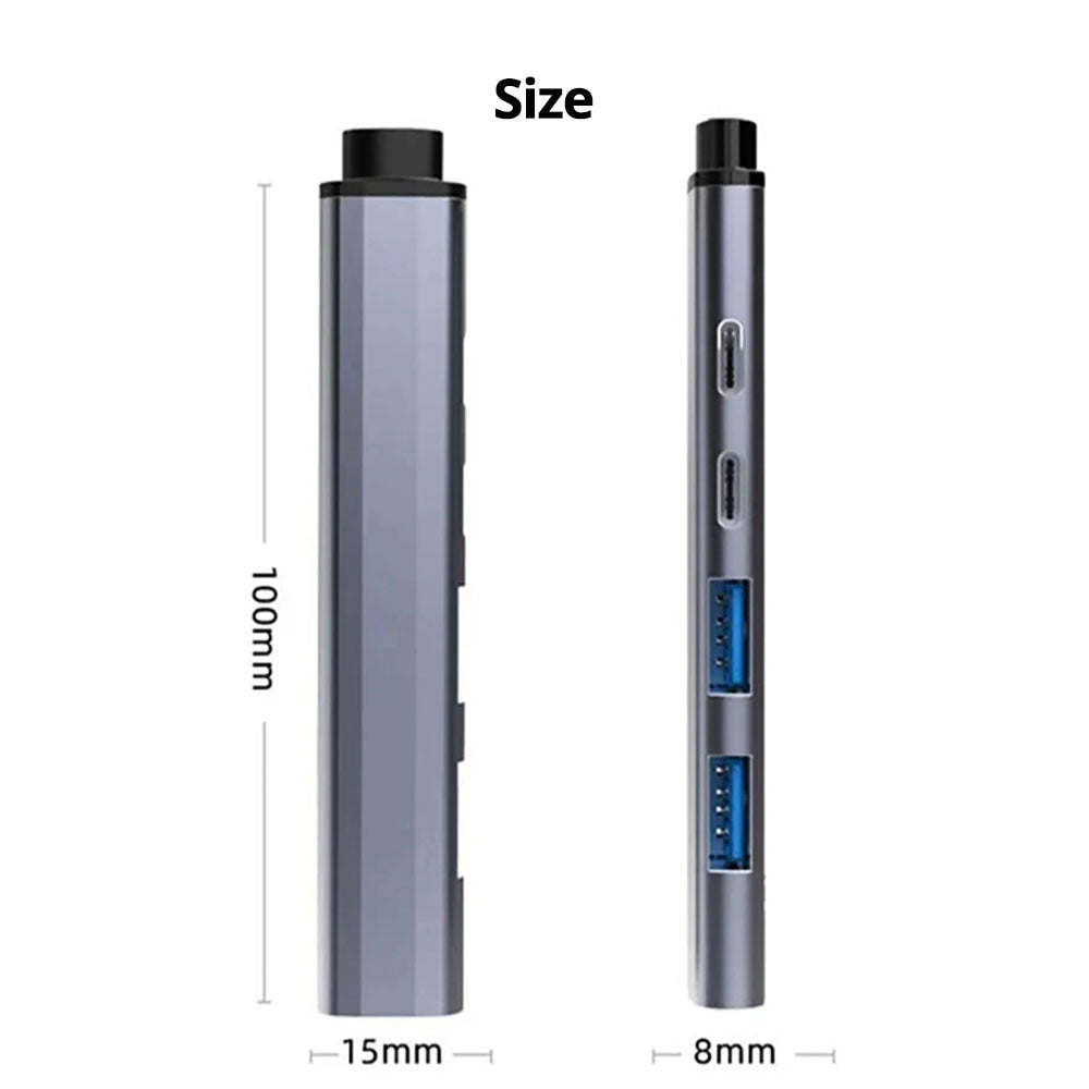 USB C Hub 6 In 1 Multiport Adapter Compact 60W PD Plus