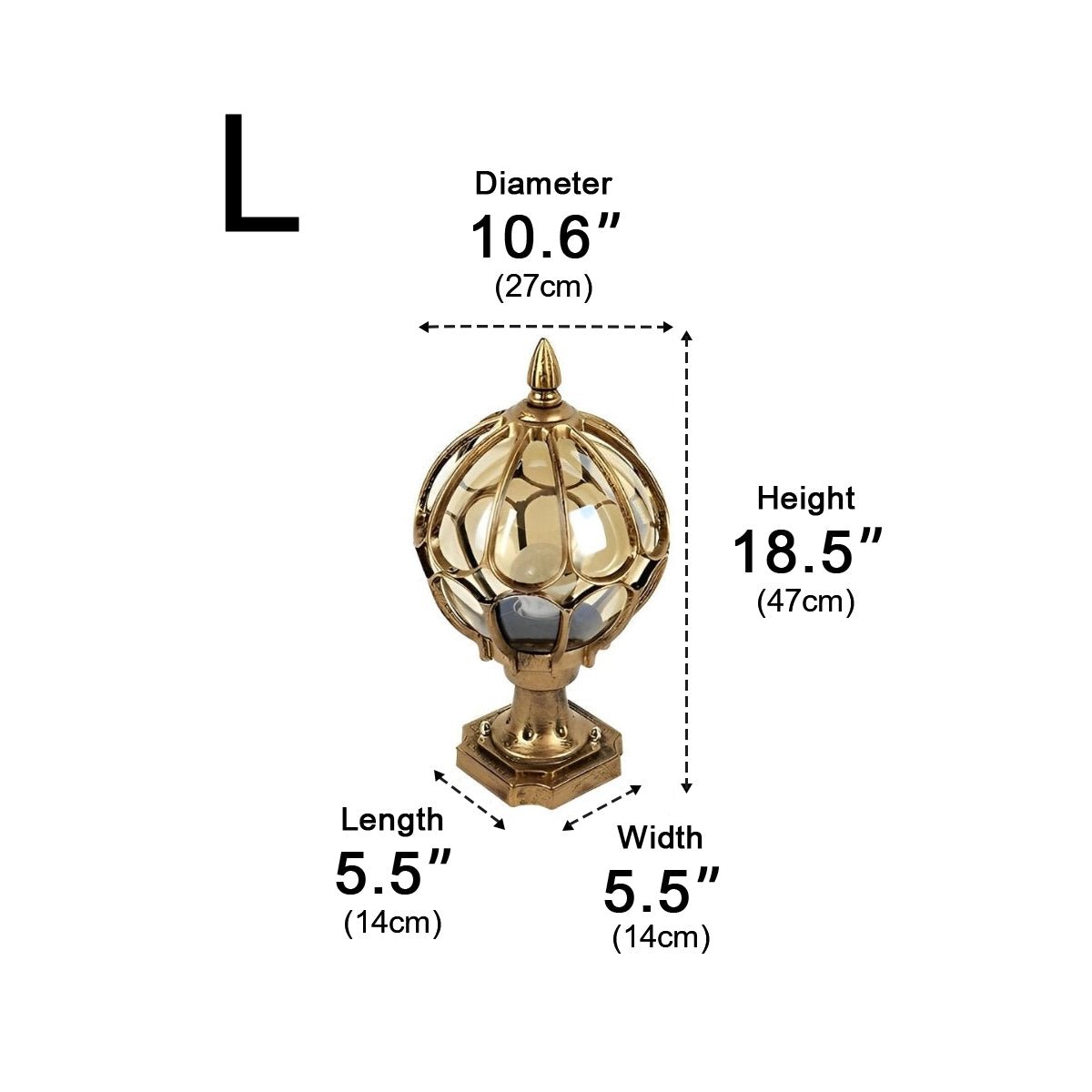 Classic Globe Glass Waterproof LED Outdoor Fence Post Light Pillar Light