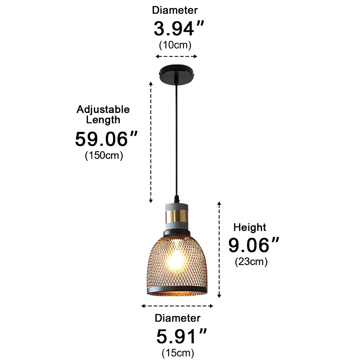 Vintage Minimalist Industrial Iron Mesh Bar LED Pendant Lights