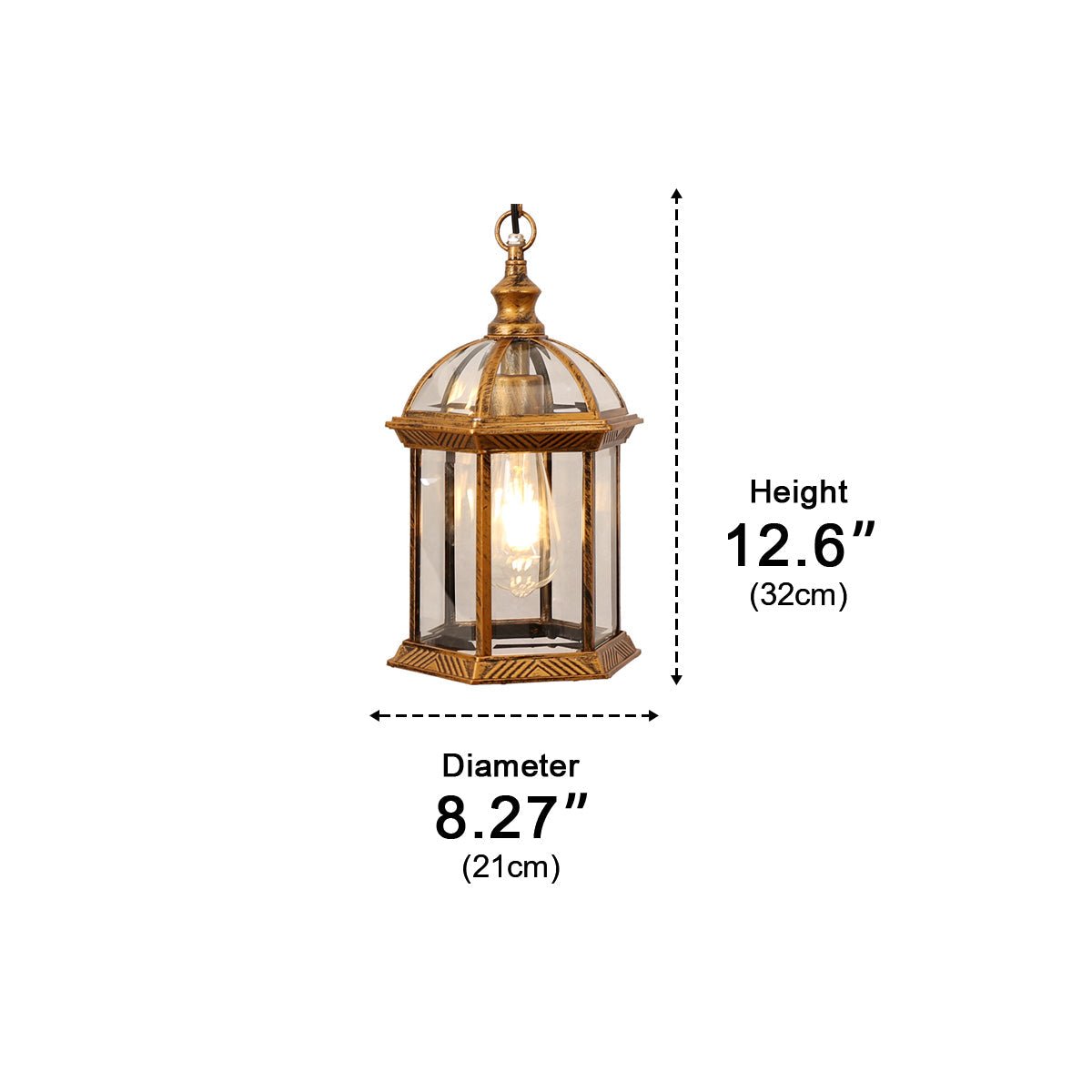 Vintage Rustic Gazebo Waterproof Outdoor LED Lantern Pendant Lights