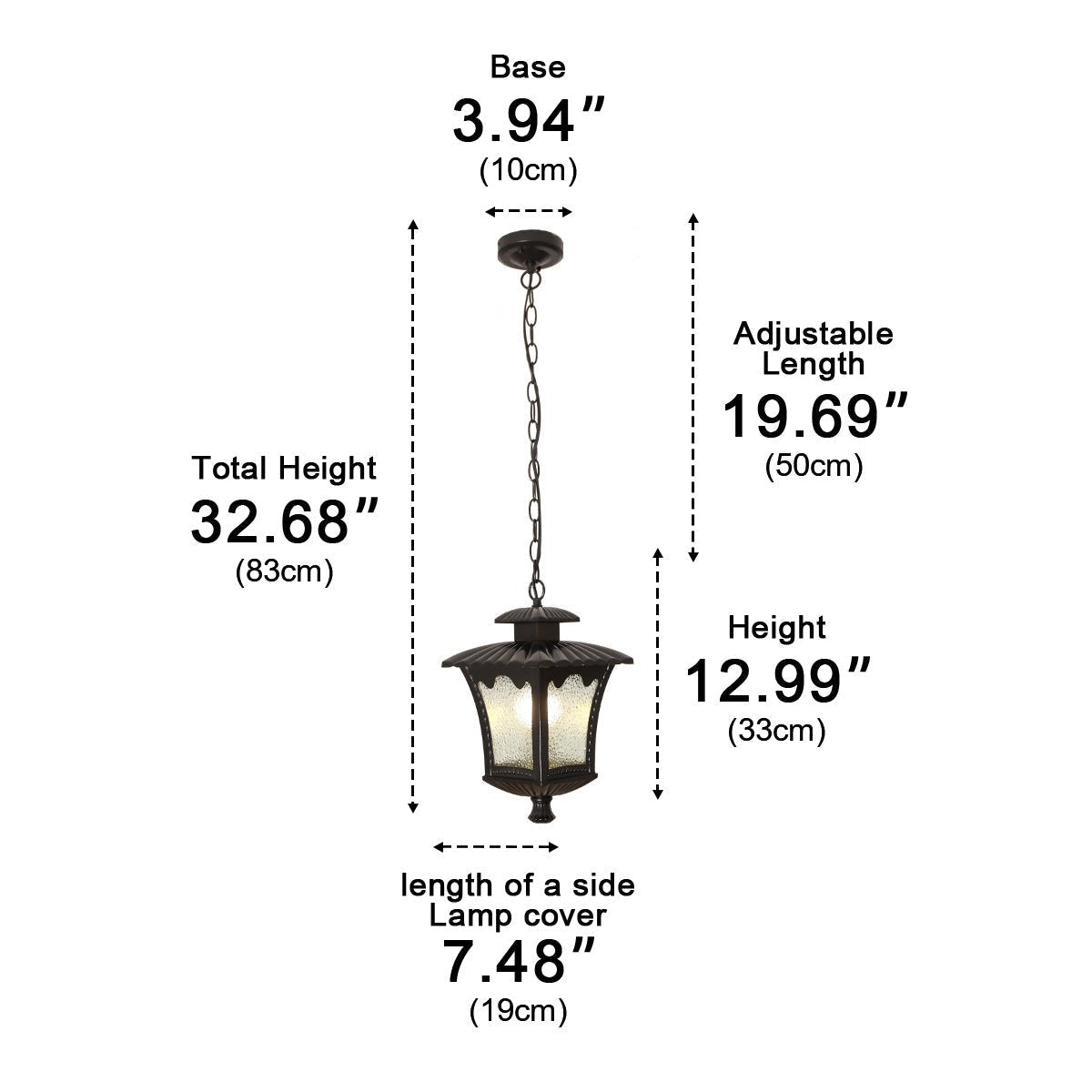 Vintage Rustic Square Water Glass Waterproof Outdoor LED Lantern Pendant Lights
