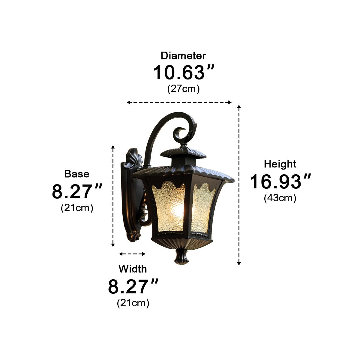 Vintage Rustic Square Water Glass Waterproof Outdoor LED Porch Wall Lights