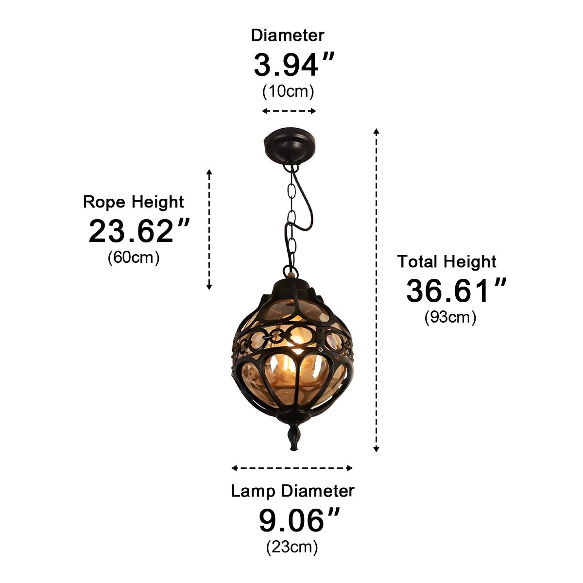 Waterproof Aluminum Glass Ball Outdoor Chandelier Light Hanging Light