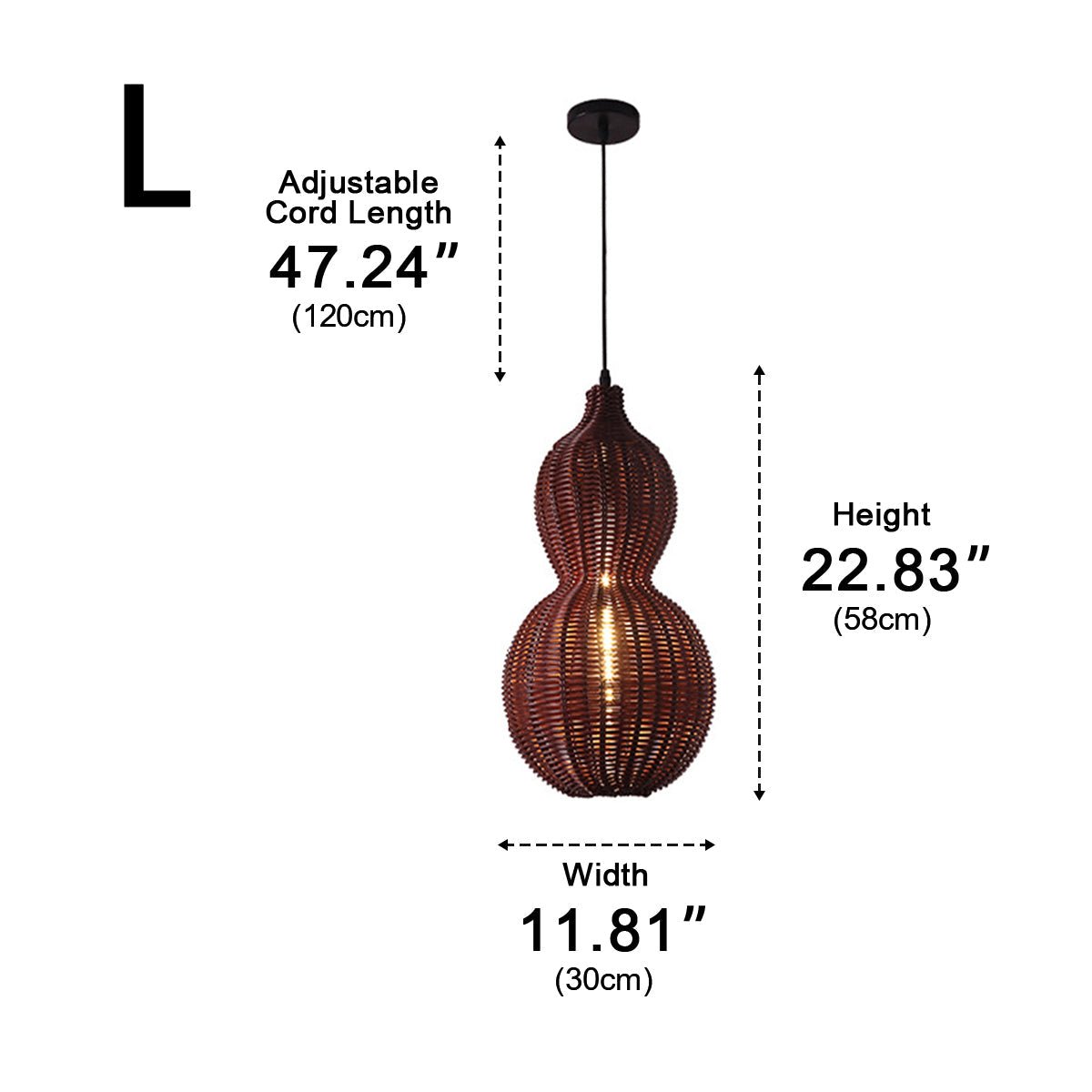 Waterproof Coastal Gourd Handwoven Rattan Outdoor Pendant Lights