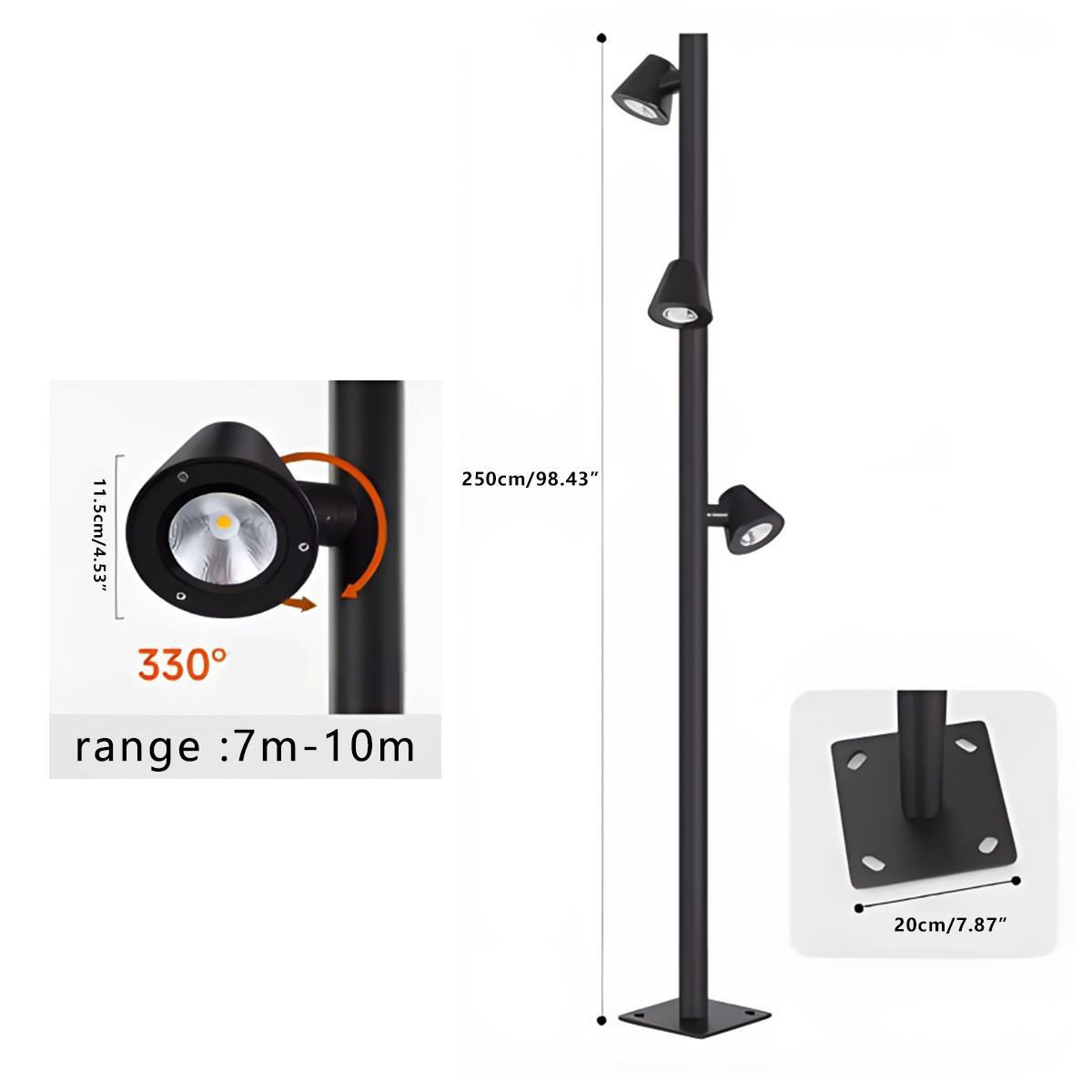 Waterproof Flash Black Modern Column Outdoor Street Pole Lights