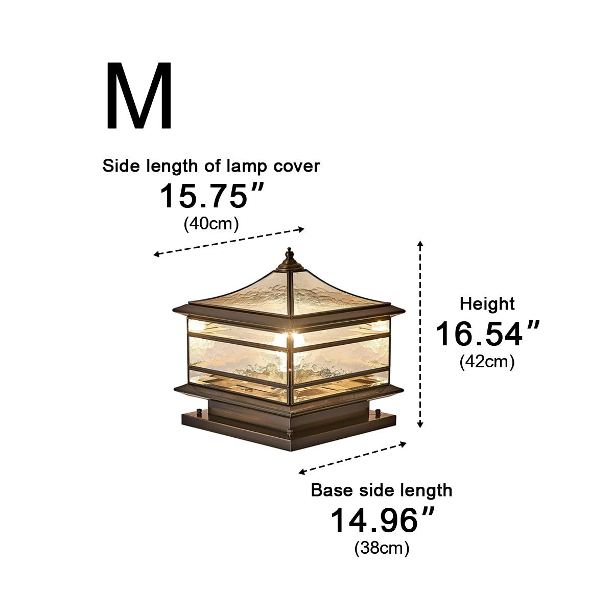 Waterproof Glass Copper Vintage Outdoor Fence Post Lights Pillar Light Column Lamp