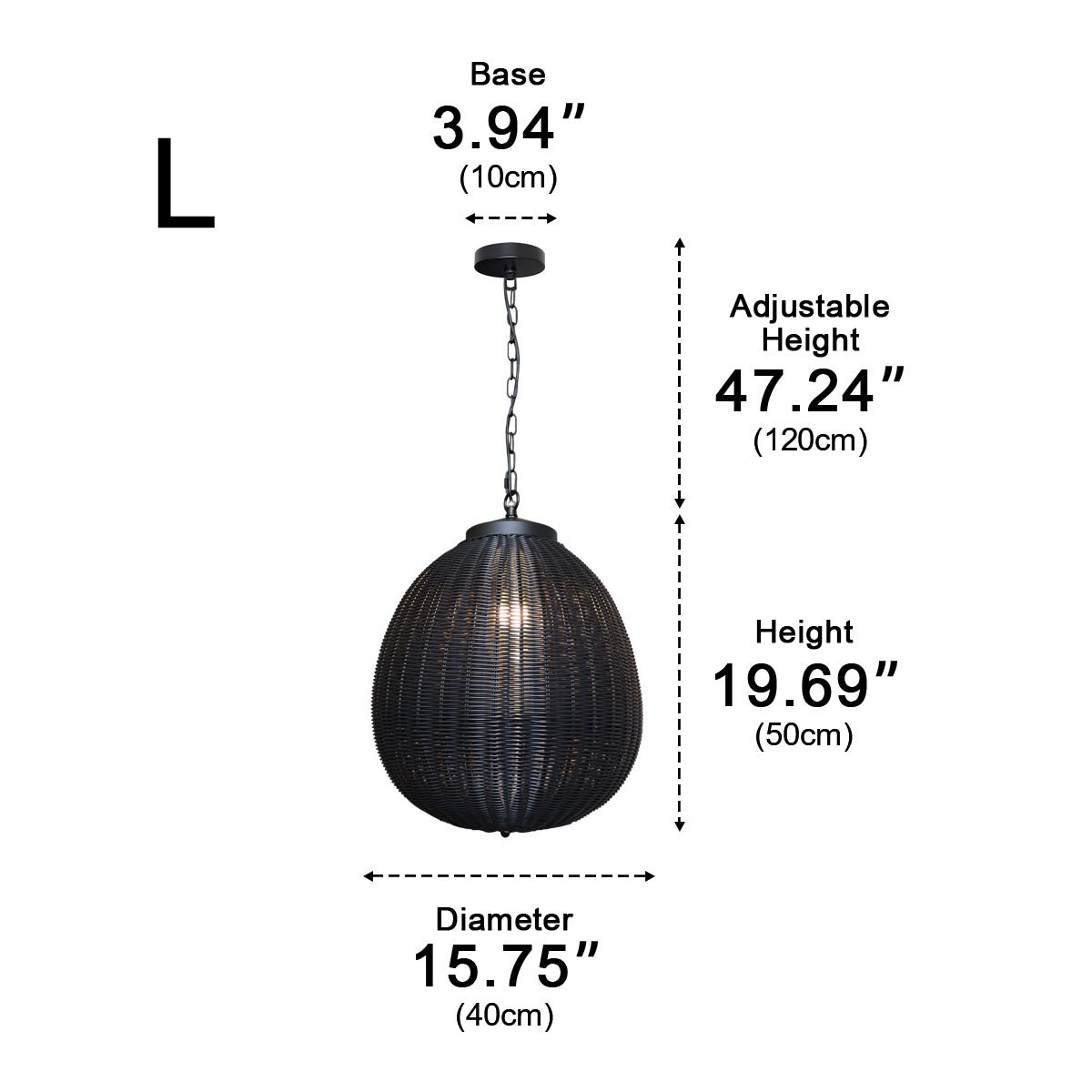 Waterproof Round Rattan Outdoor Lanterns Pendant Lights