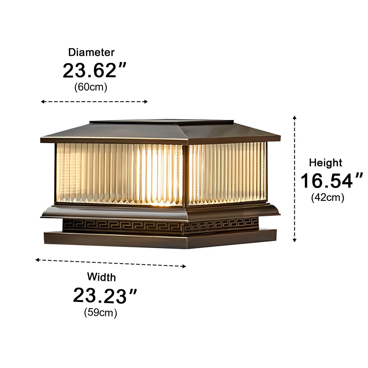 Waterproof Vintage Copper Tower Striped Glass LED Outdoor Post Lights