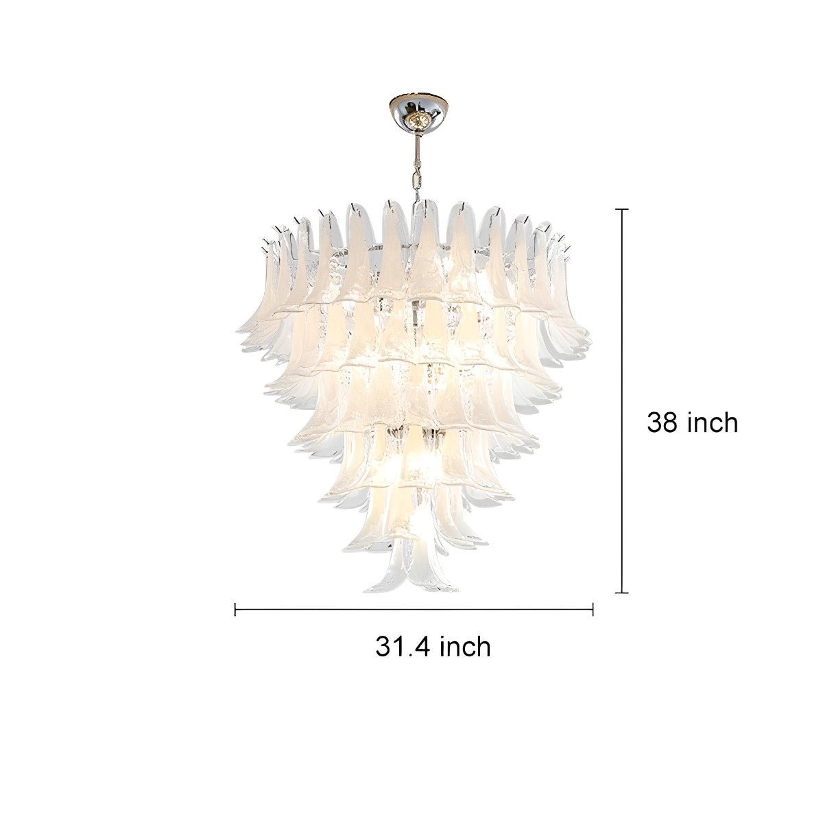 White Luxury Feather Glass Chandelier Light
