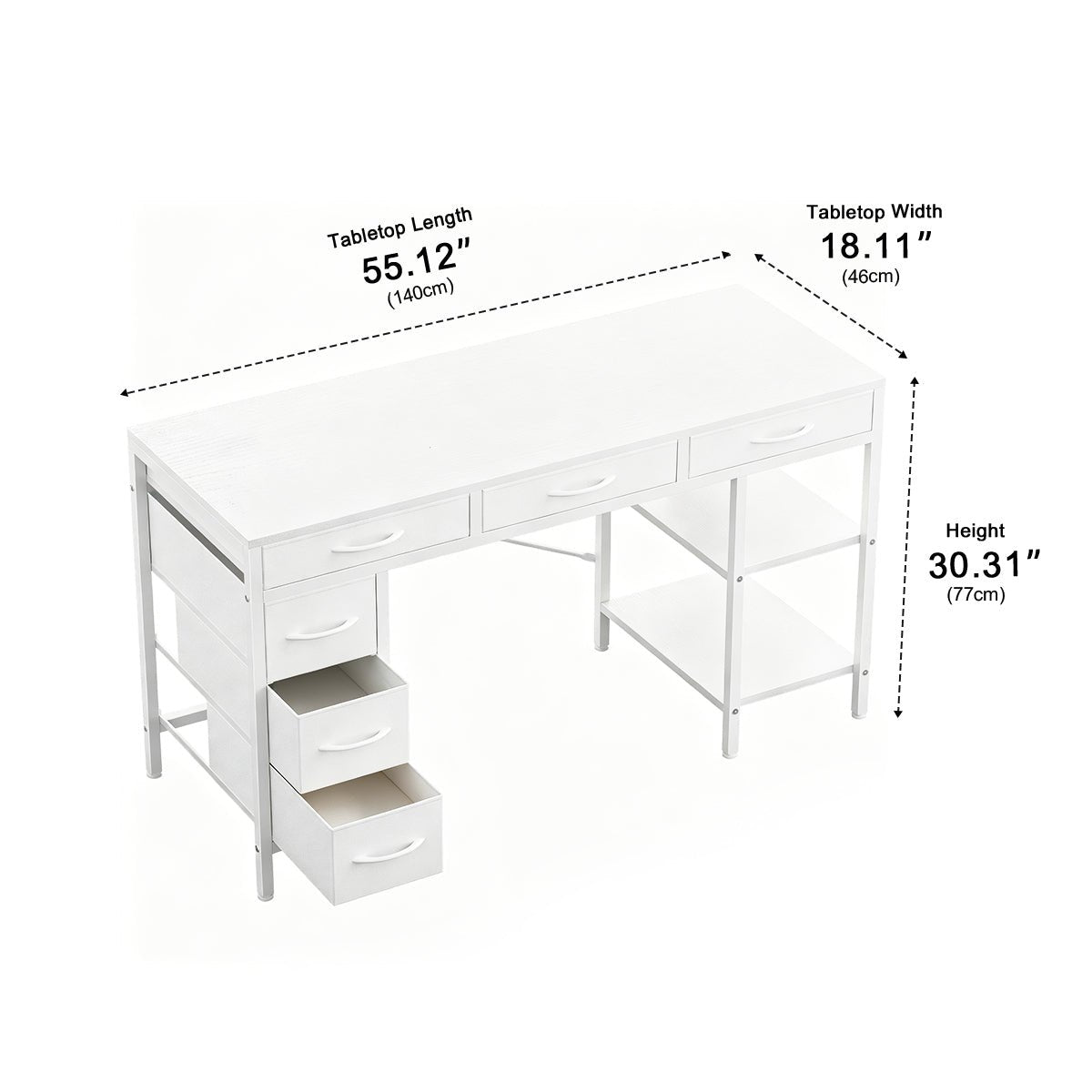 Wood Desk Office With Drawers