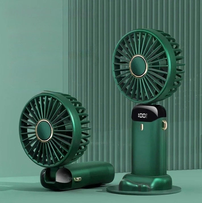 Handheld Mini Fan 3000mAh Portable USB Rechargeable Desk Fan 5 Speed Neck Hanging Outdoor Display Screen