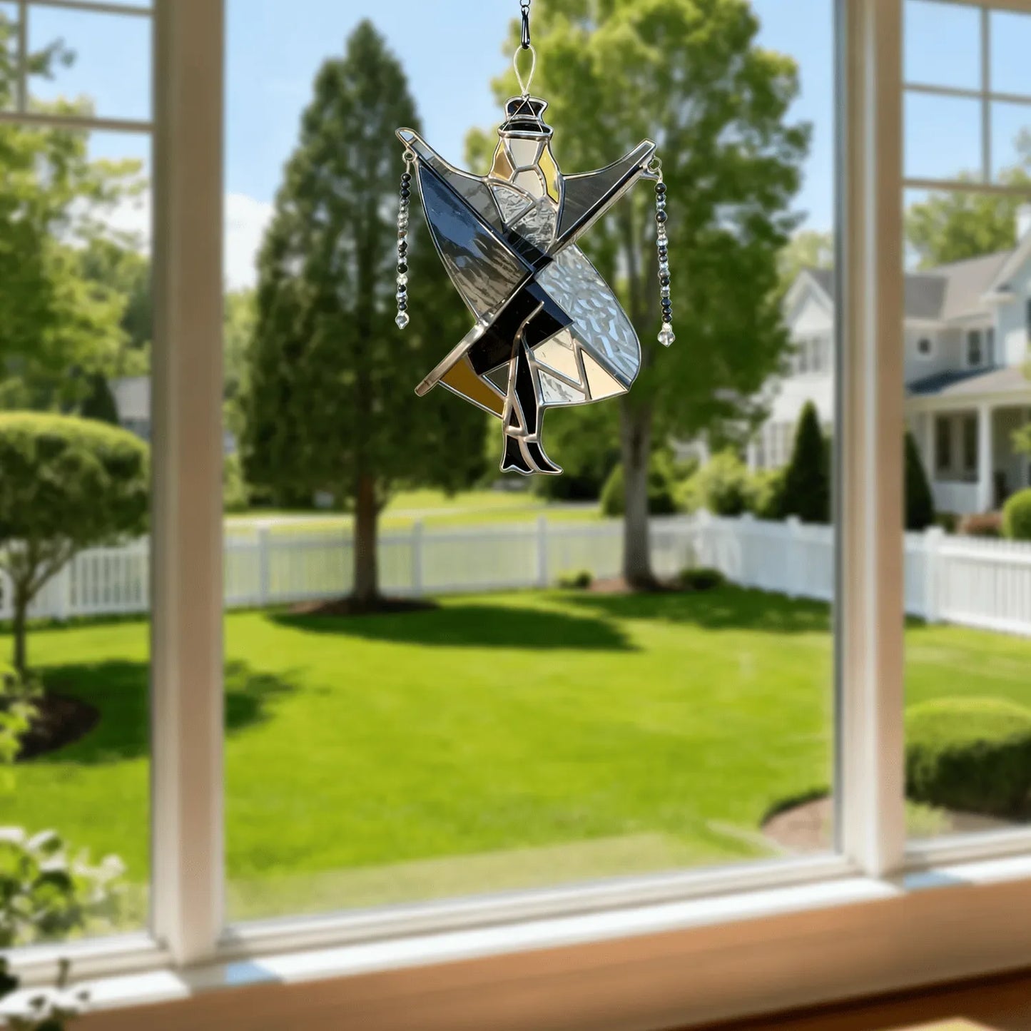 Stained Glass Sun Catcher Handmade Acrylic Dancing King Spinner Memphis Melody Window Decor Fall 2025 Gift