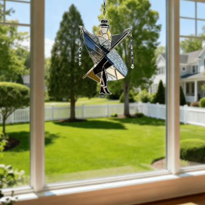 Stained Glass Sun Catcher Handmade Acrylic Dancing King Spinner Memphis Melody Window Decor Fall 2025 Gift