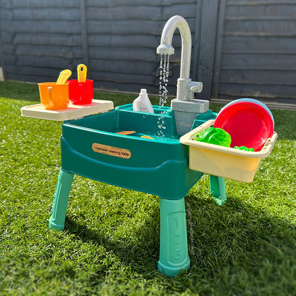 Interactive Kids Sink Playset with Circulating Water Faucet and 19 Accessories for Role Play Fun