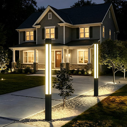 Modern LED Bollard Light – Waterproof Black Outdoor Pathway Light
