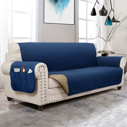Couch Cover Furniture Protector With Side Pockets And Back Straps Reversible Colors Fall 2025 Pet Friendly