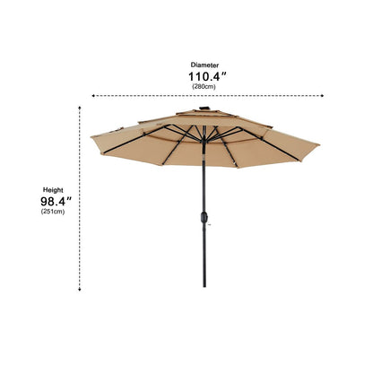 10FT 3-Tier Solar Patio Outdoor Umbrella with 32 LED Lights