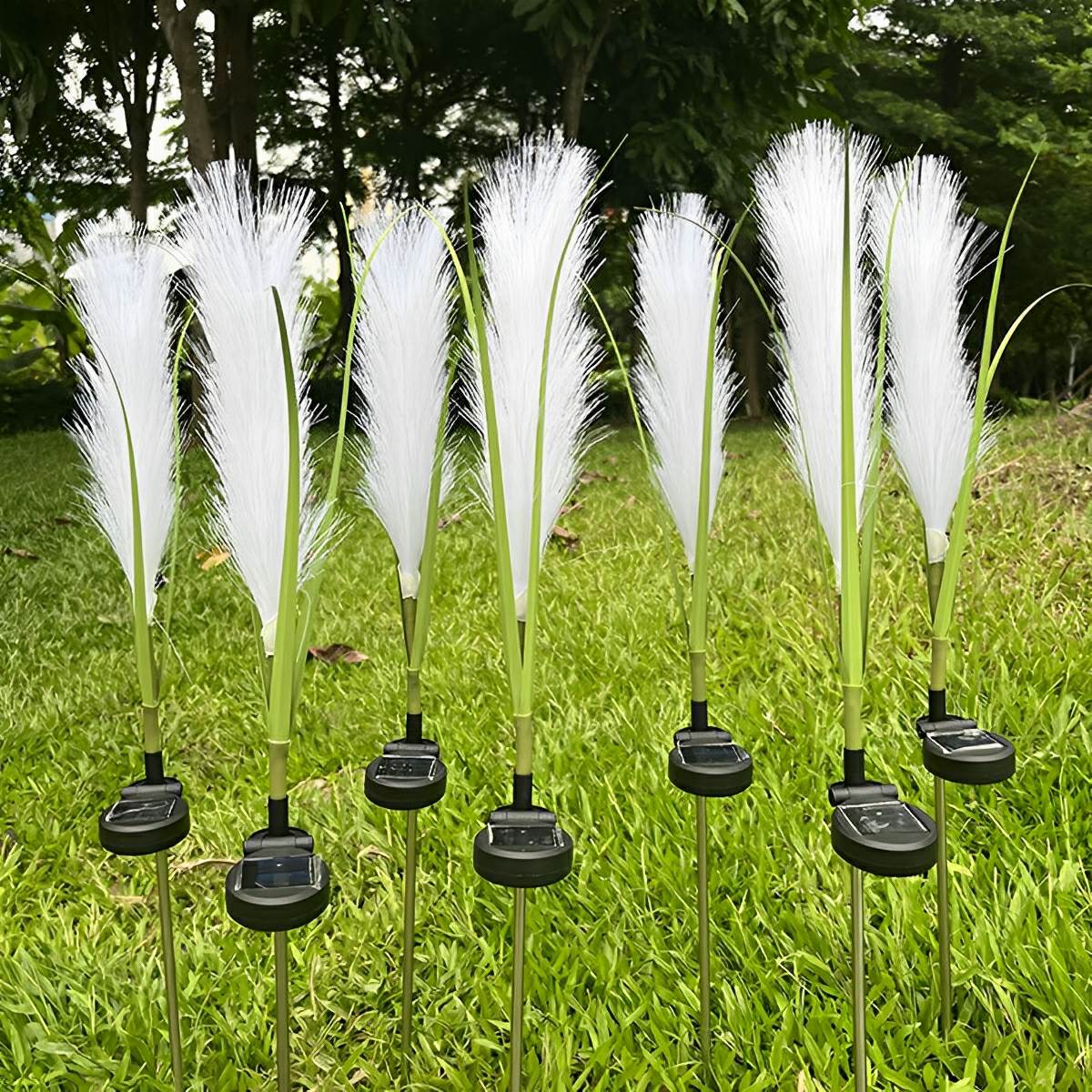 10pcs Solar Waterproof Simulated Reed Fiber Optic Outdoor Lawn Lights