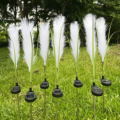 10pcs Solar Waterproof Simulated Reed Fiber Optic Outdoor Lawn Lights