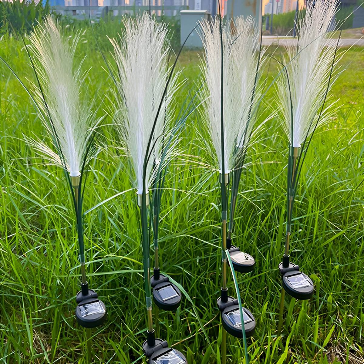 10pcs Solar Waterproof Simulated Reed Fiber Optic Outdoor Lawn Lights