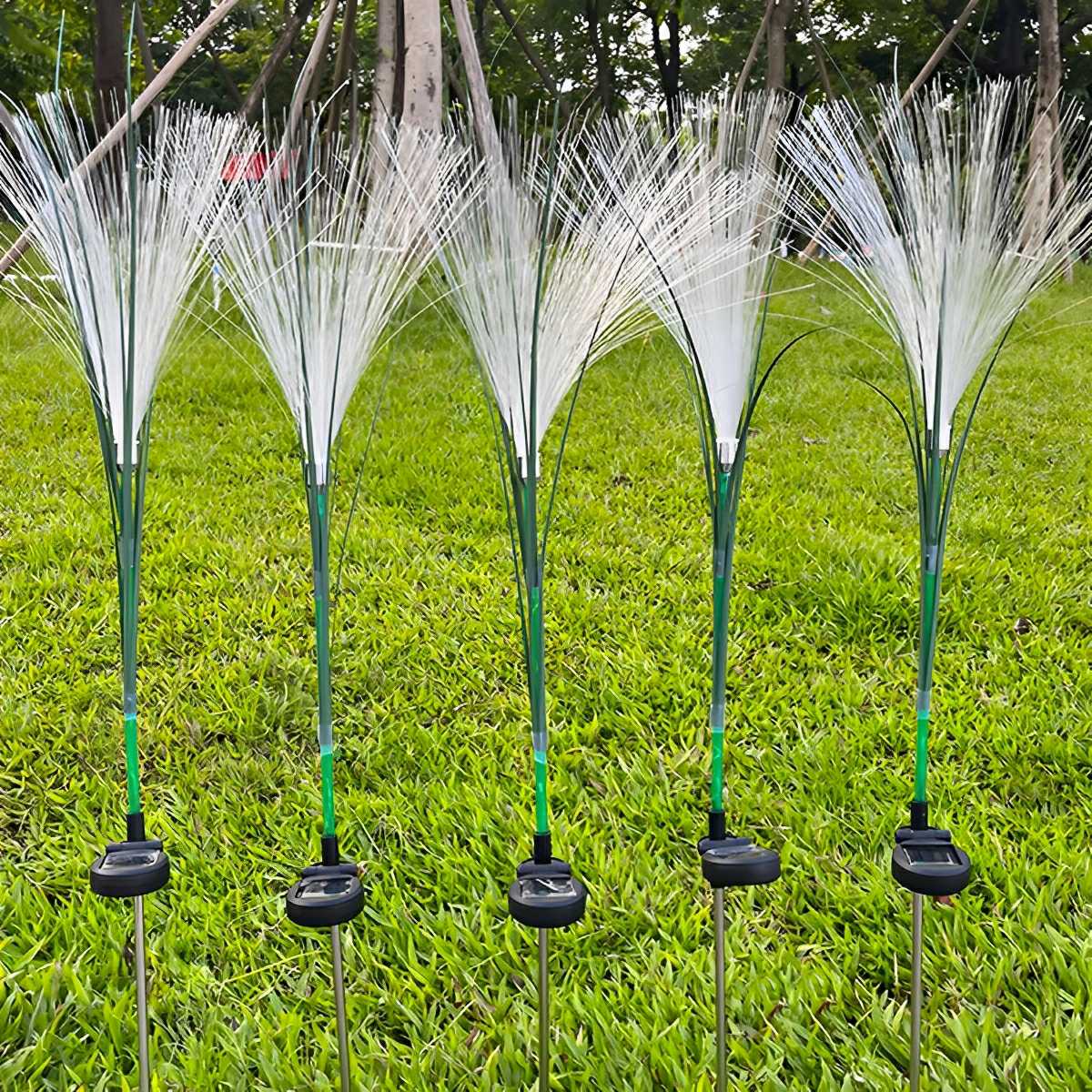 10pcs Solar Waterproof Simulated Reed Fiber Optic Outdoor Lawn Lights