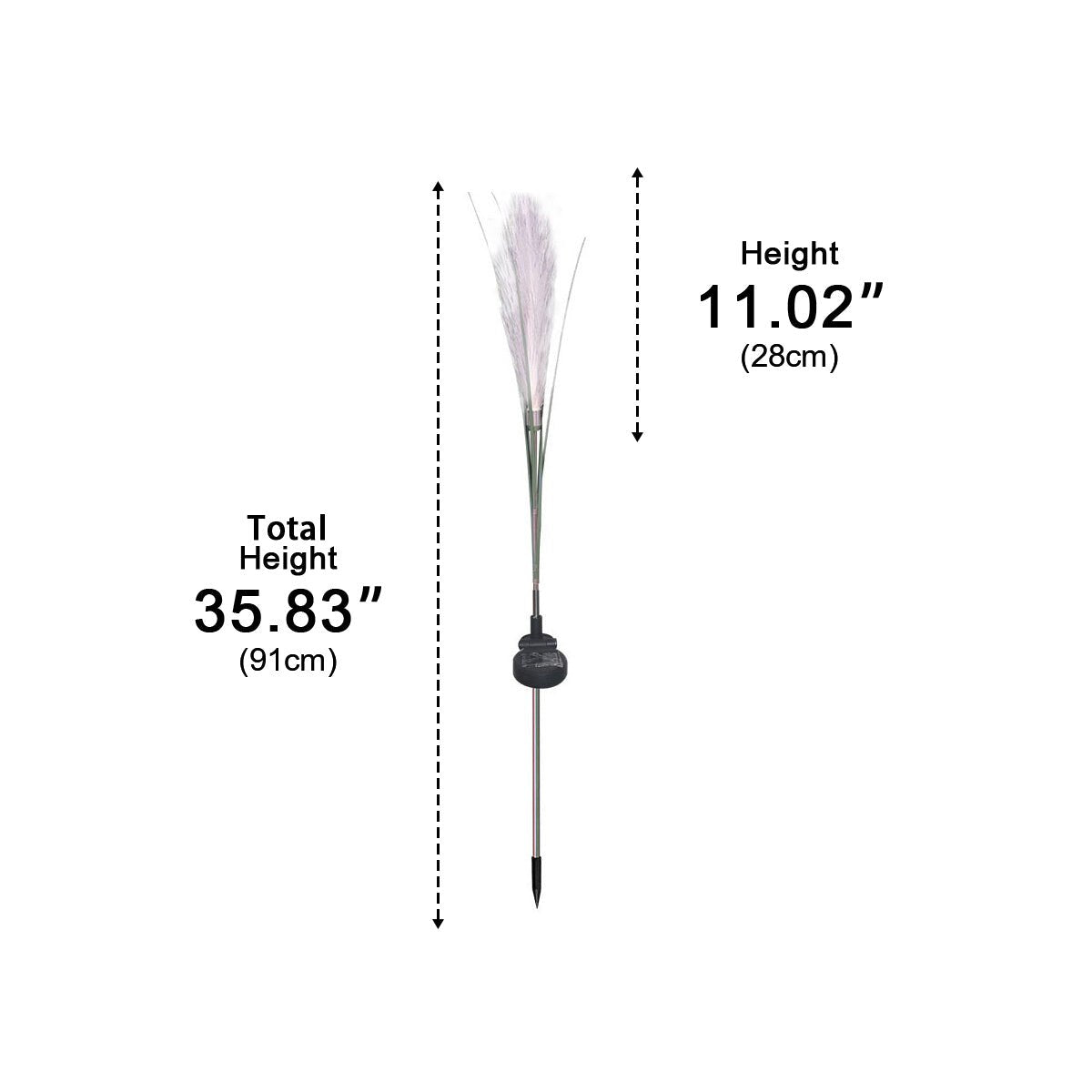 10pcs Solar Waterproof Simulated Reed Fiber Optic Outdoor Lawn Lights