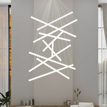 Minimalist Strip Stepless Dimming LED White Modern Chandelier