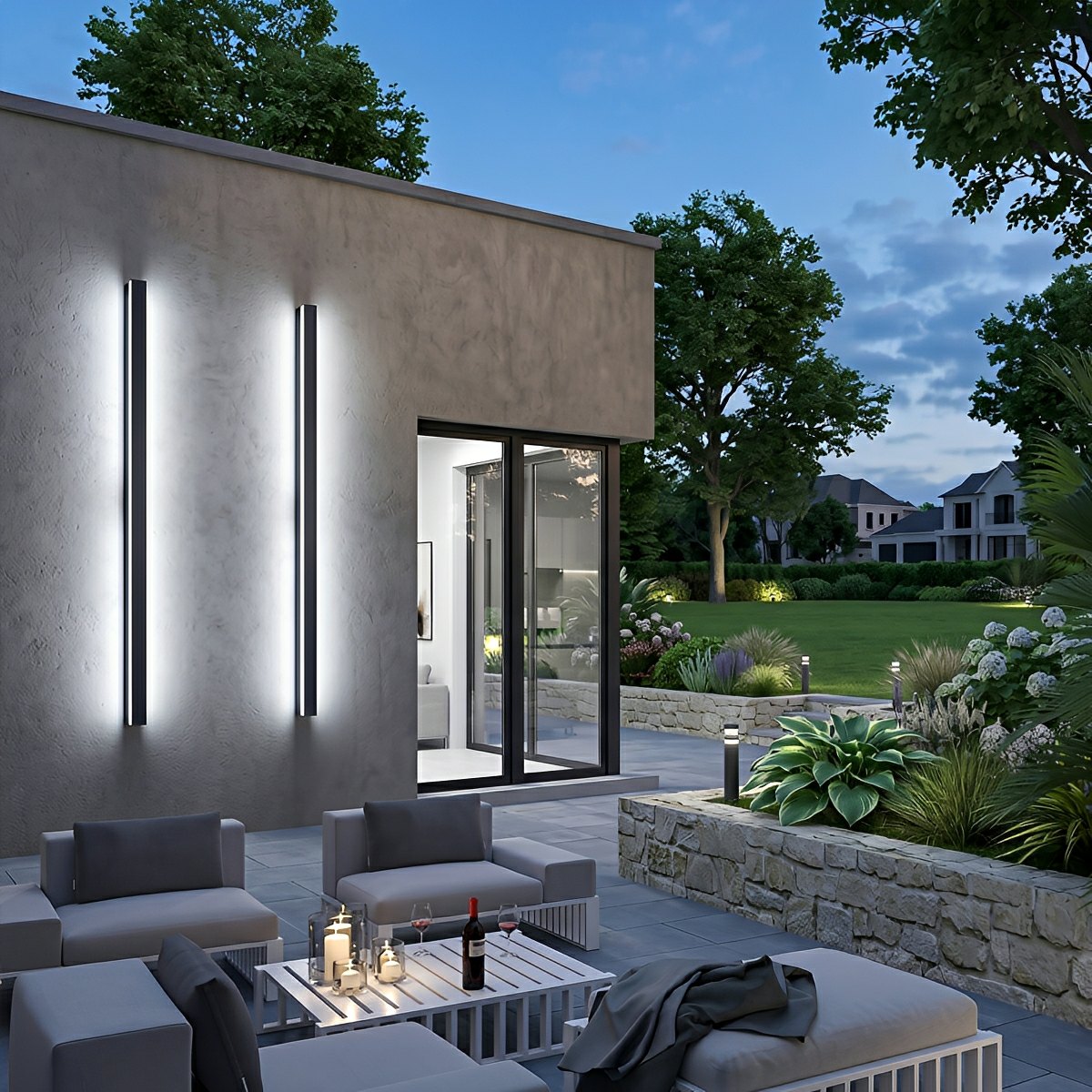 Modern Solar LED Wall Light Waterproof Long Strip Outdoor Sconce