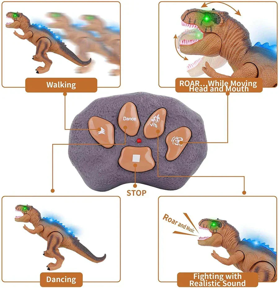 Remote Control T Rex Dinosaur LED Light Up Walking Roaring Toy For Kids Fall 2025 Gift