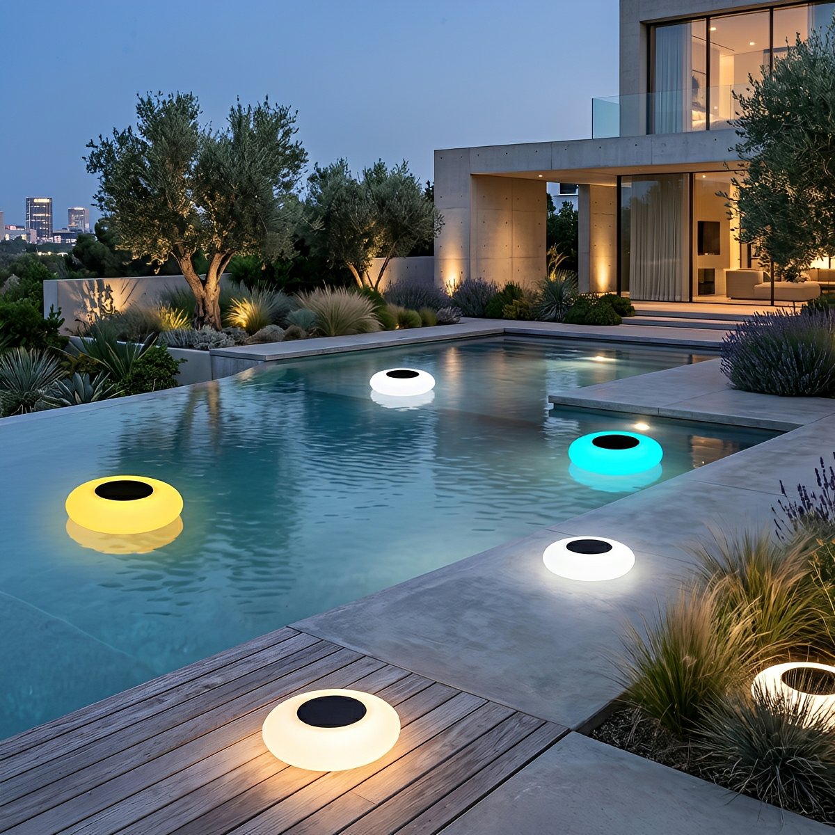 Round Colorful RGB LED Waterproof Solar Modern Outdoor Lights Pool Lights Water Floating Light Pond Lamp