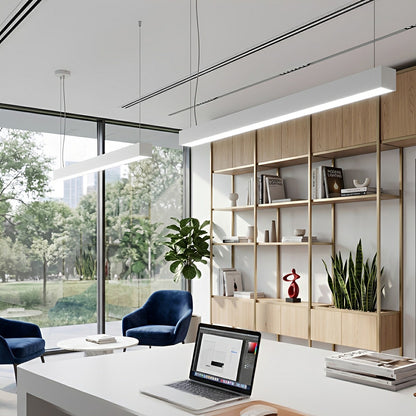 White Rectangle Strip LED Modern Recessed Hanging Linear Light