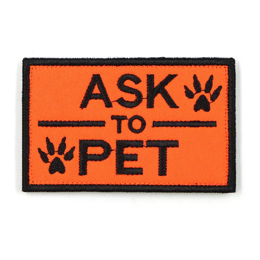Ask To Pet Patch Orange Harness Patch Fall 2025 Clear Petting Signal Gift
