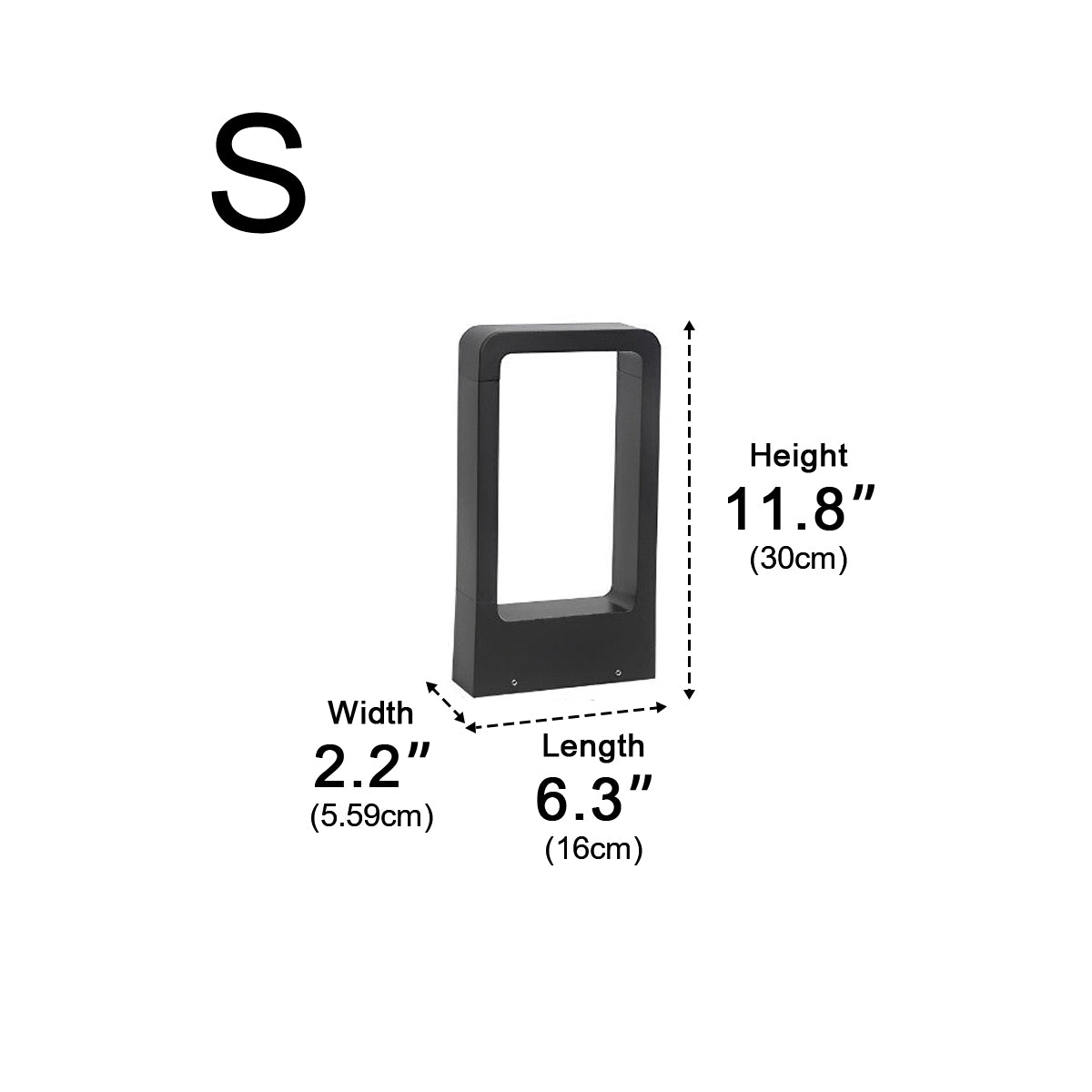 Modern Rectangular Frame Waterproof Outdoor Bollard Parth Light