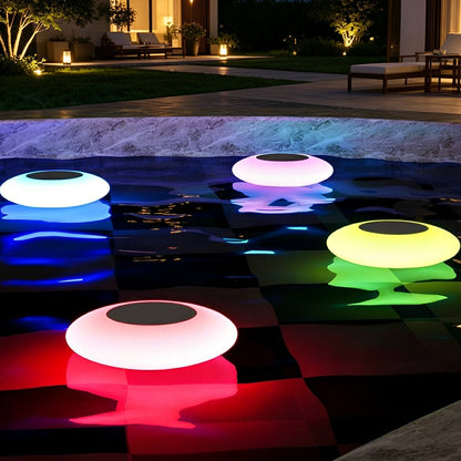 Round Colorful RGB LED Waterproof Solar Modern Outdoor Lights Pool Lights Water Floating Light Pond Lamp