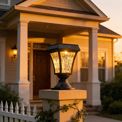 Solar Waterproof Water Wave Lampshade LED Outdoor Post Lights